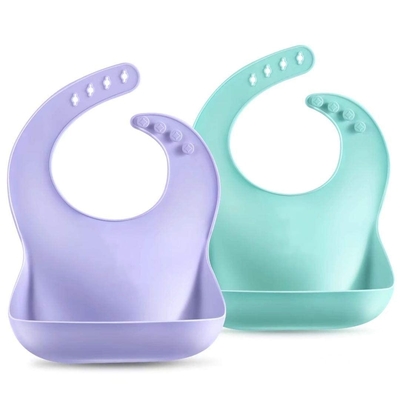 Detachable Unisex BPA Free Food Grade Silicone Baby Bibs Waterproof Adjustable