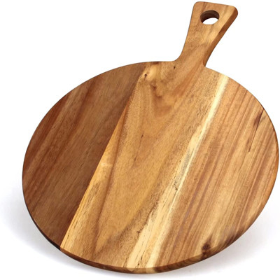 Round Serving Acacia Wood Cutting Board With Handle