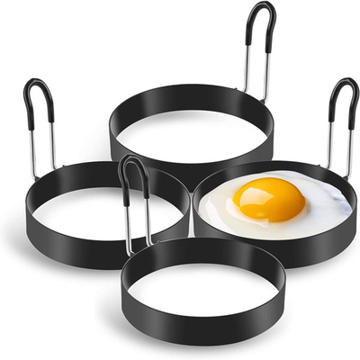 Black Round Stainless Steel Egg Cooking Rings Modern