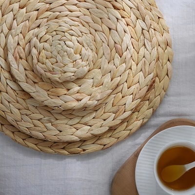 Water Hyacinth Round Braided Rattan Woven Placemats 25cm