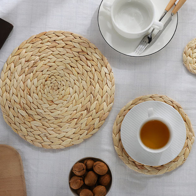 Water Hyacinth Round Braided Rattan Woven Placemats 25cm