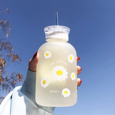 480ml Milk Juice Cute Water Bottle With Scale Portable Transparent