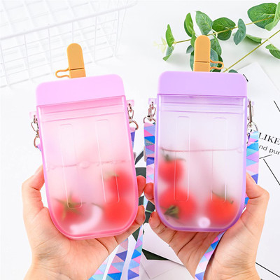 300ml Plastic Cute Water Bottle Multicolor With Straw