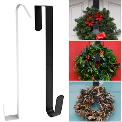 Metal Single Hook Black White Wreath Hanger For Front Door