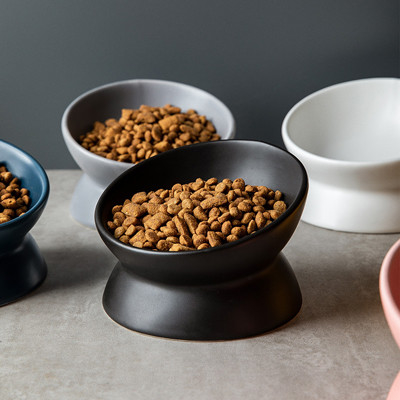 Multicolor Ceramic Raised Cat Bowls Elevated Porcelain For Pet