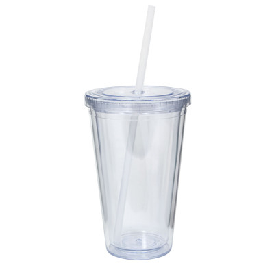 Transparent 32 Oz Insulated Double Wall Tumblers PS Material