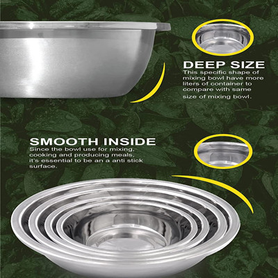 Stainless Steel Deep Mixing Bowl Salad For Baking And Marinating