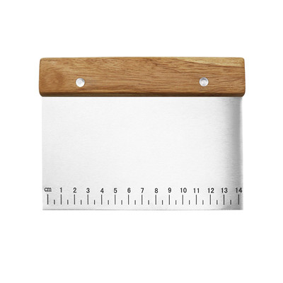Stainless Steel Dough Bench Scraper With Wooden Handle And Measuring Scales