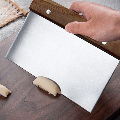 Stainless Steel Dough Bench Scraper With Wooden Handle And Measuring Scales