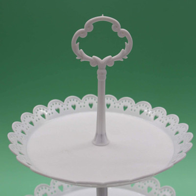 Plastic White 2 3 Tier Cupcake Stand Fruit Plate Cakes For Wedding