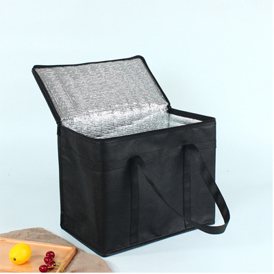 Black Reusable Insulated Grocery Shopping Bags For Food Transport Storage