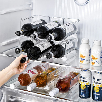Refrigerator Storage Bins Plastic Wine Water Bottle Holder Stand Stackable
