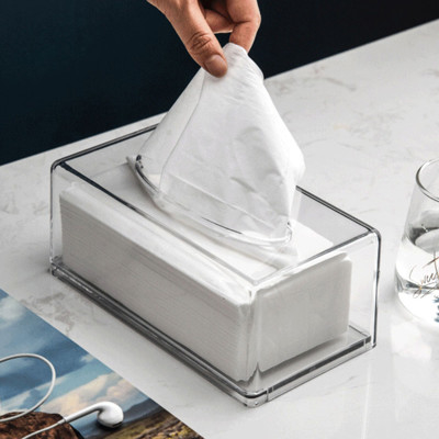 Rectangular Clear Acrylic Tissue Box For Bathroom Facial Napkin