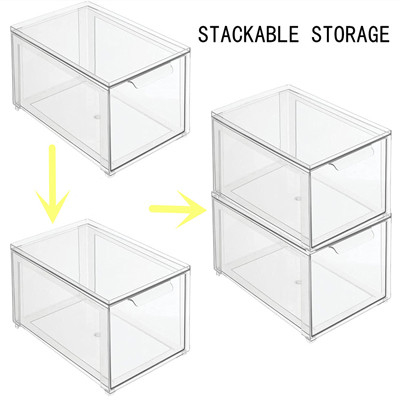 Multifunction Makeup Stackable Clear Plastic Organizer Drawers With Lid