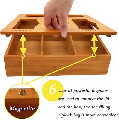 Drawer Bamboo Kitchen Utensils Ziploc Bag Storage Organizer For Food