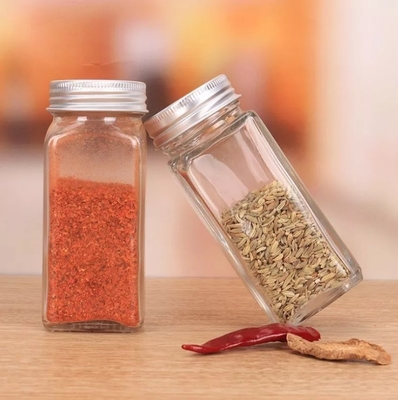 12pcs 120ml Kitchen Square Spice Jars With Shaker Lids And Airtight Metal Lids