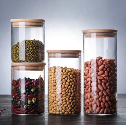 High Borosilicate Glass Spice Storage Containers with Bamboo Lids
