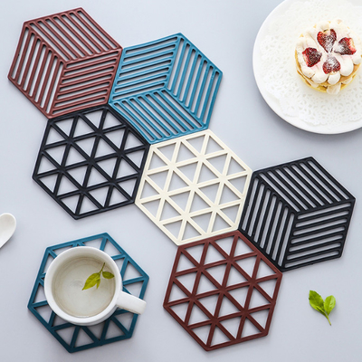 Silicone Trivet Mats and Hot Pads Hexagon Heat Multifunction Kitchen Tool for Bowl Mats
