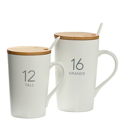 Ceramic Custom Drinking Cups With Spoon White 6oz Sublimation Mugs