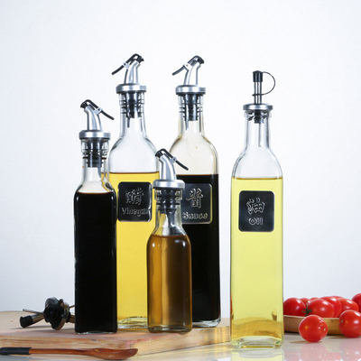 250ml 500ml Glass Olive Oil Dispenser Bottles Clear Vinegar Cruet with Pourers Oil