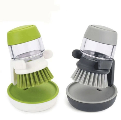 Dish Brush with Soap Dispenser Palm Brush for Dish Sink Pan Pot Washing and Cleaning