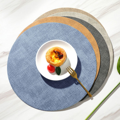 Heat-Resistant Non-Slip round leather Insulation Placemats Dinner Table Mats