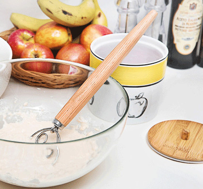 Dough Whisk with Stainless Steel Ring &amp; Wooden Whisk For Bread Baking Tool