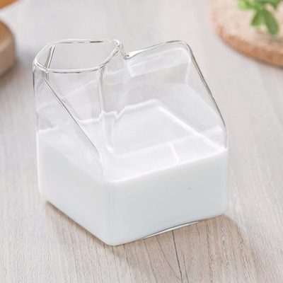 Mini Clear Custom Drinking Cups Square Cocktail Glasses Milk Carton 12oz