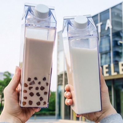 500ml Plastic Square Custom Drinking Cups Milk Carton Water Bottle Leakproof