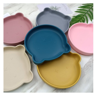 Multi Color Cute Silicone Dinner Plates For Children Kitchen Supplies