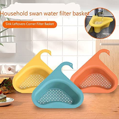 Swan Drain Basket Multipurpose Drain Shelf Triangle Sink Filter Kitchen Supplies