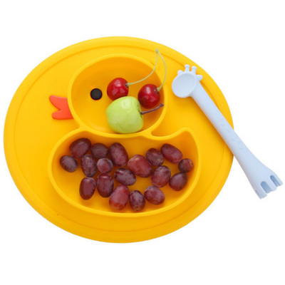 Non Slip Yellow Duck Silicone Divided Plate Toddler Plates