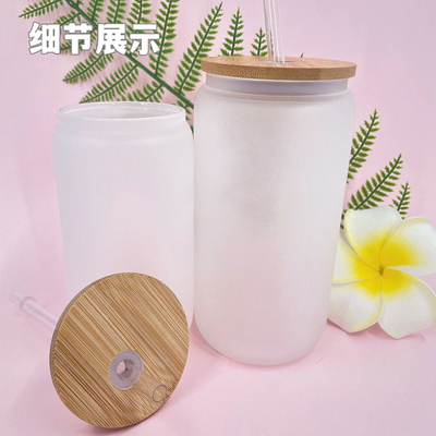 12oz 16oz 25oz Juice Glass Cup With Straw And Bamboo Lid