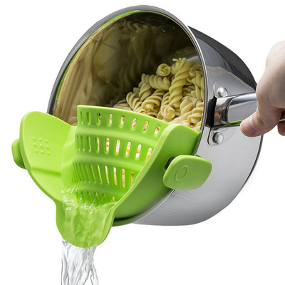 Adjustable Rice Clip On Silicone Colander For Pots And Pasta Strainer