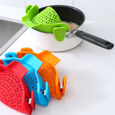 Adjustable Rice Clip On Silicone Colander For Pots And Pasta Strainer