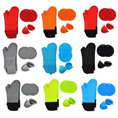 Heat Resistant Silicone Oven Mitts Pot Holders Sets For Baking