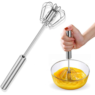 Stainless Steel Rotating Semi Automatic Egg Beater Kitchen Tool