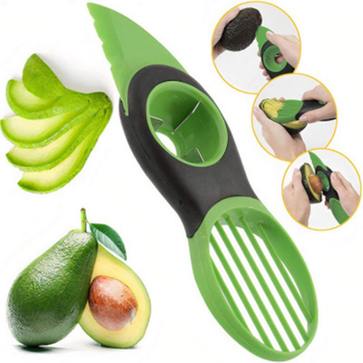 Kitchen Stainless Steel Houseware 3 In 1 Avocado Slicer Green Tool