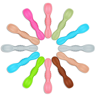 Silicone Rainbow Chew Spoon for Babies and Toddlers Dishwasher and Freezer Safe