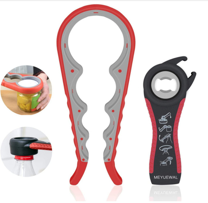 5 in 1 Multi Function Can Opener Bottle Opener Kit with Silicone Handle