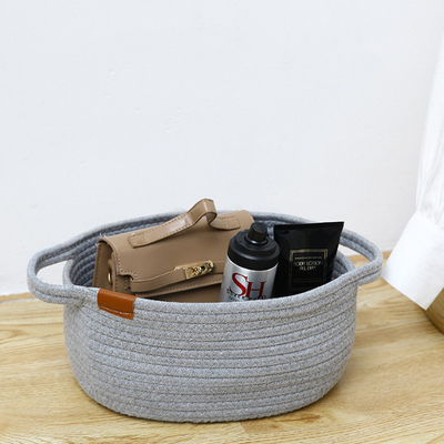 Rope Baskets for Storage Cotton Woven White Basket Bins with Handles