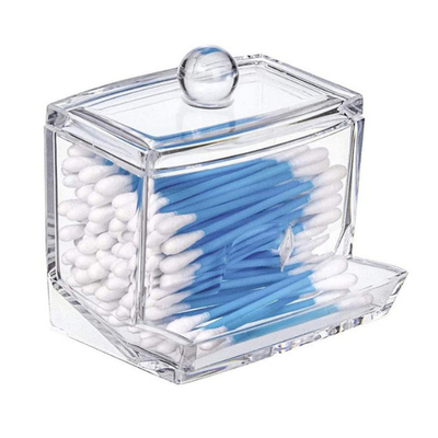 7 OZ Cotton Swab Pads Holder Cotton Buds Ball Dispenser Clear Apothecary Jar