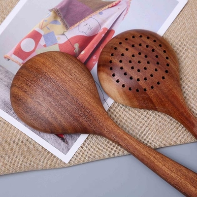 Non Stick Bamboo Kitchen Utensils Wooden Spoons Bulk For Cooking 5 Piece