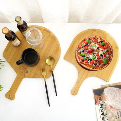 Bakery Premium Natural Bamboo Pizza Peel Board With Easy Glide Edges &amp; Handle