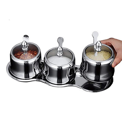 Seasoning Condiment Stainless Steel Spice Jars Canisters Set