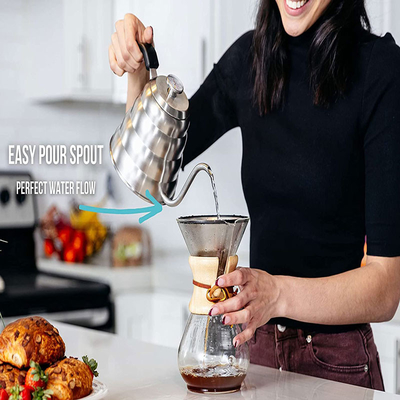 Pour Over Coffee Stainless Steel Gooseneck Kettle With Thermometer