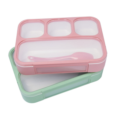 4 Compartment PP Plastic School Student Lunch Box Eco Friendly Bento Box With Spoon