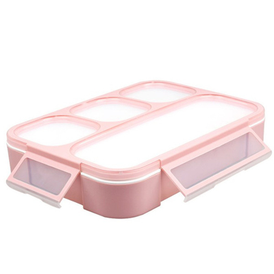 4 Compartment PP Plastic School Student Lunch Box Eco Friendly Bento Box With Spoon
