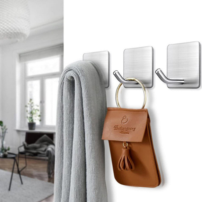SUS304 Stainless Steel Heavy Duty Adhesive Hooks Removable Hooks For Walls