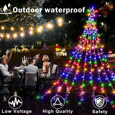 Waterproof Outdoor Halloween Christmas Ornaments Star Wire Lights Multicolor